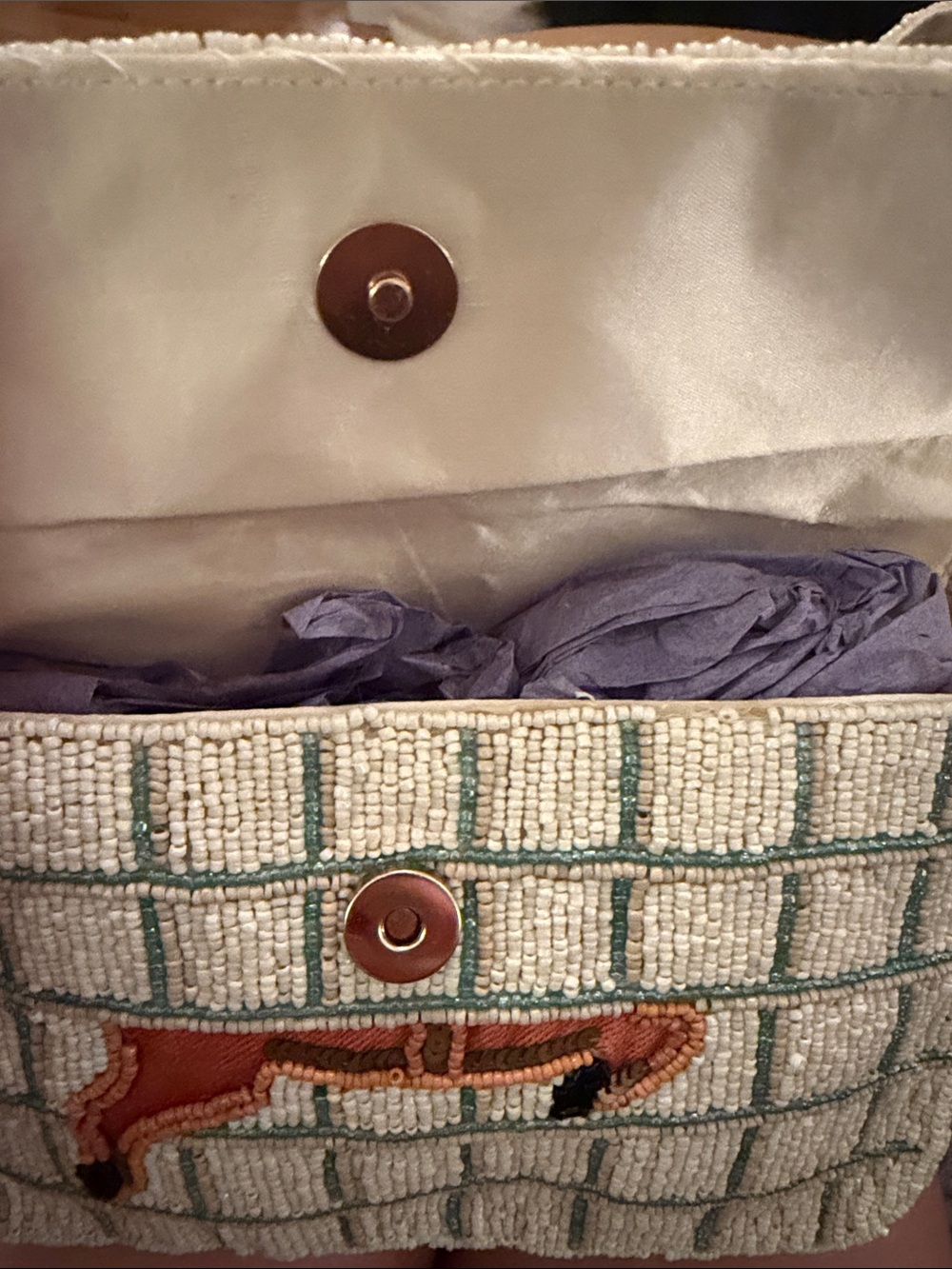 VIRAL Cream Beaded Horse Shoulder Bag - Picture 3 of 3